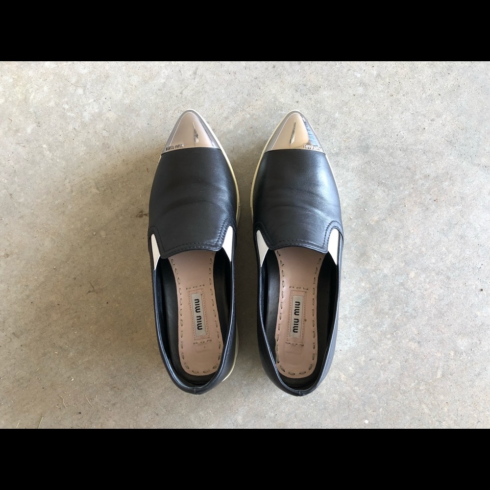 MIU MIU metal cap toe platform sneaker shoes sz 6